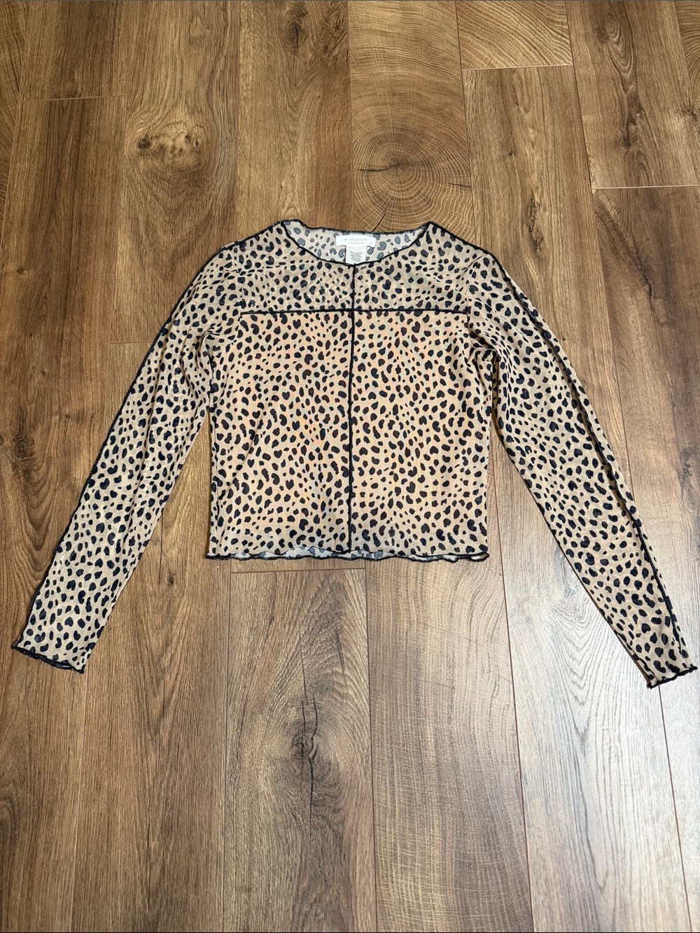 Like New Leopard-Print Sheer Long-Sleeve Top SZ XS
